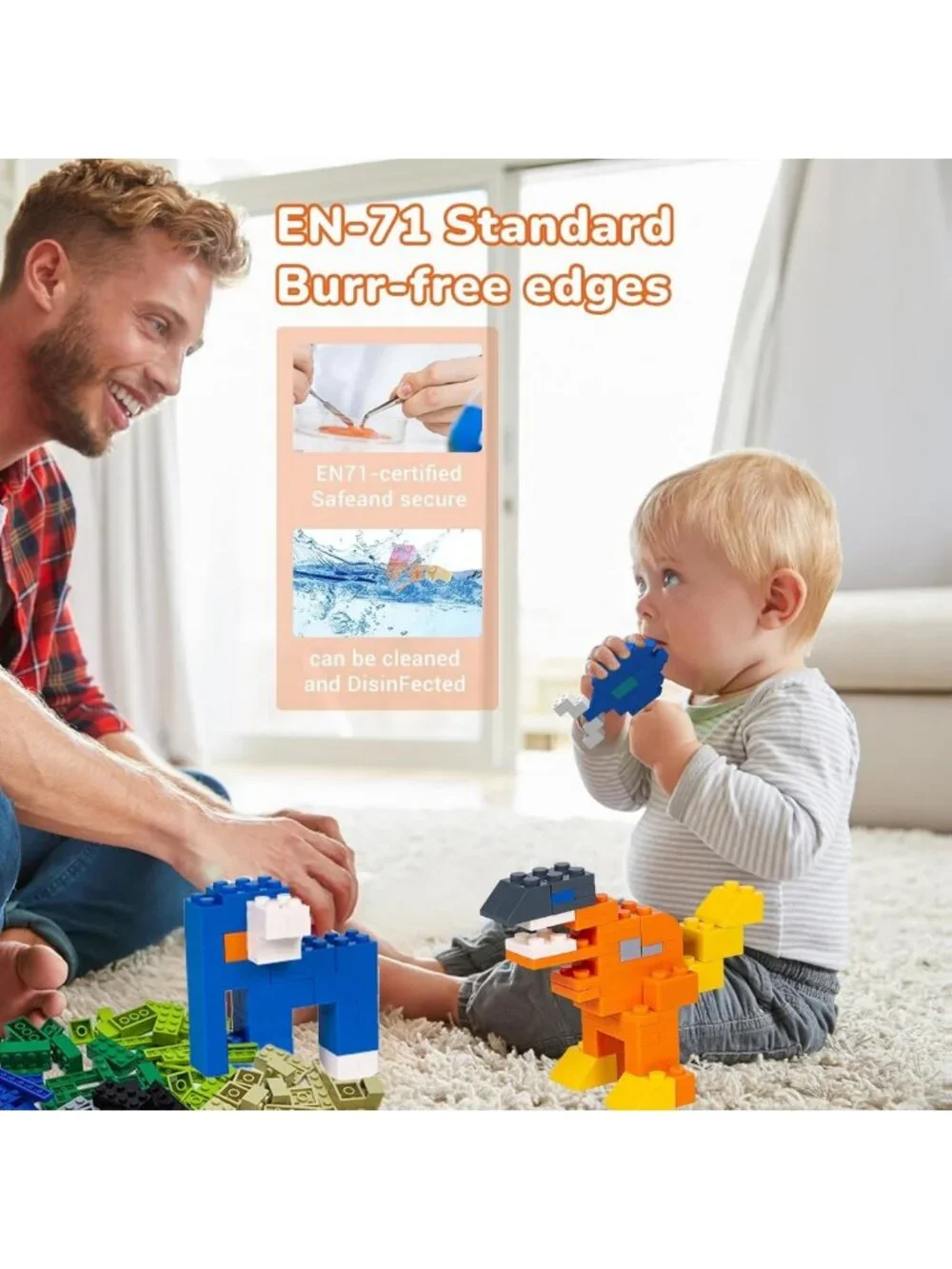 1200 Classic Building Bricks Set - Colorful STEM Blocks for Kids, 12 Colors & 14